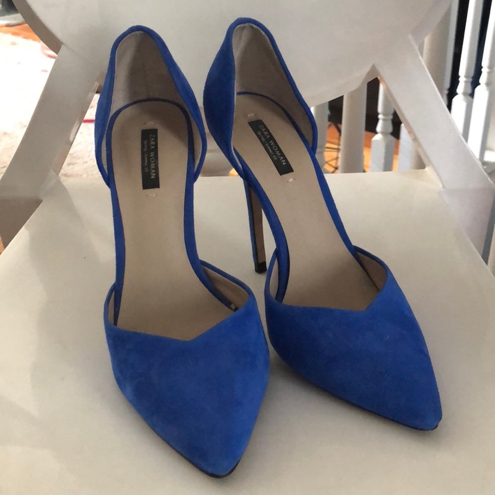 Zara blue suede heels